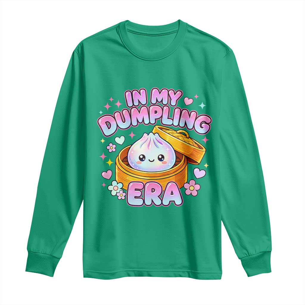 In My Dumpling Era Kawaii Pastel Graphic Long Sleeve Shirt Retro Groovy Glitter Bao Steamer Basket