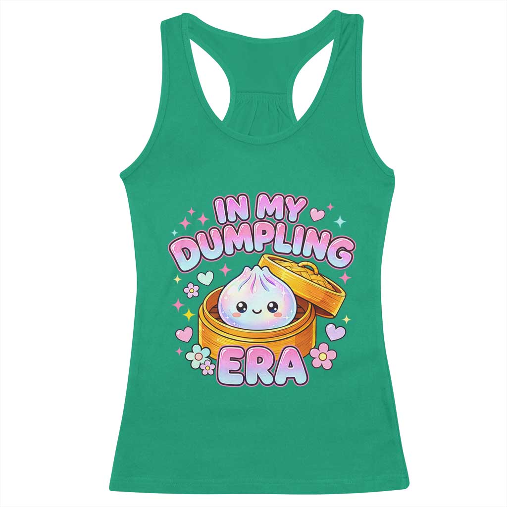 In My Dumpling Era Kawaii Pastel Graphic Racerback Tank Top Retro Groovy Glitter Bao Steamer Basket