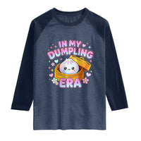 In My Dumpling Era Kawaii Pastel Graphic Raglan Shirt Retro Groovy Glitter Bao Steamer Basket
