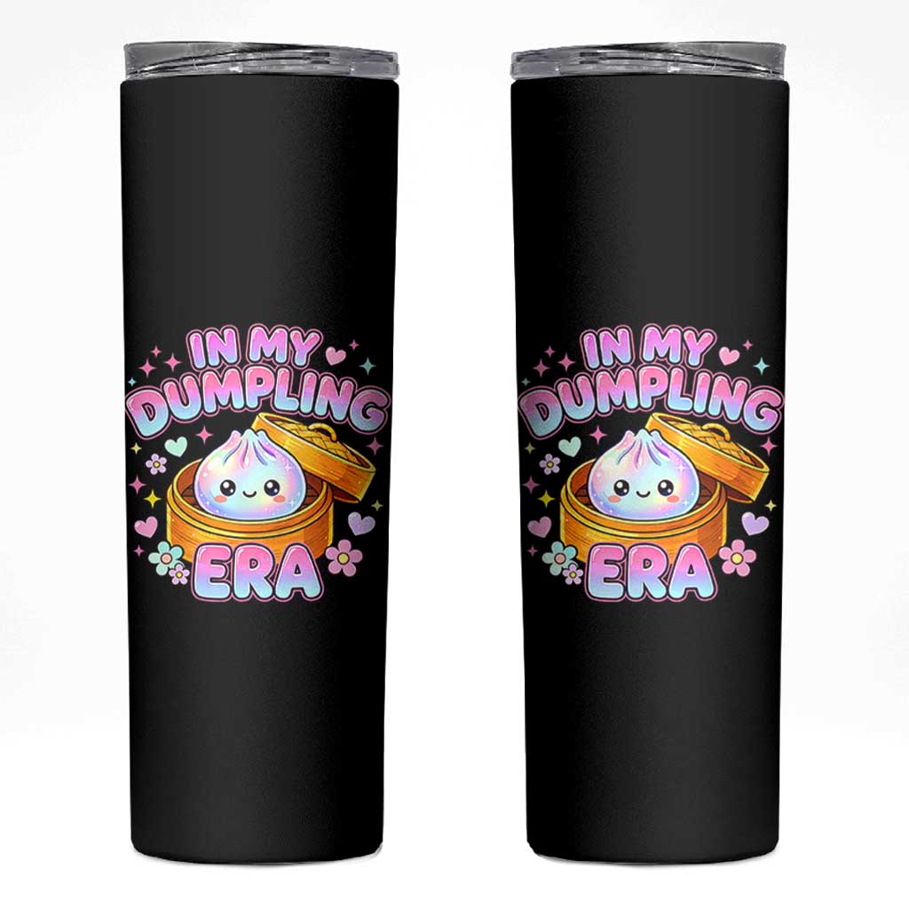 In My Dumpling Era Kawaii Pastel Graphic Skinny Tumbler Retro Groovy Glitter Bao Steamer Basket