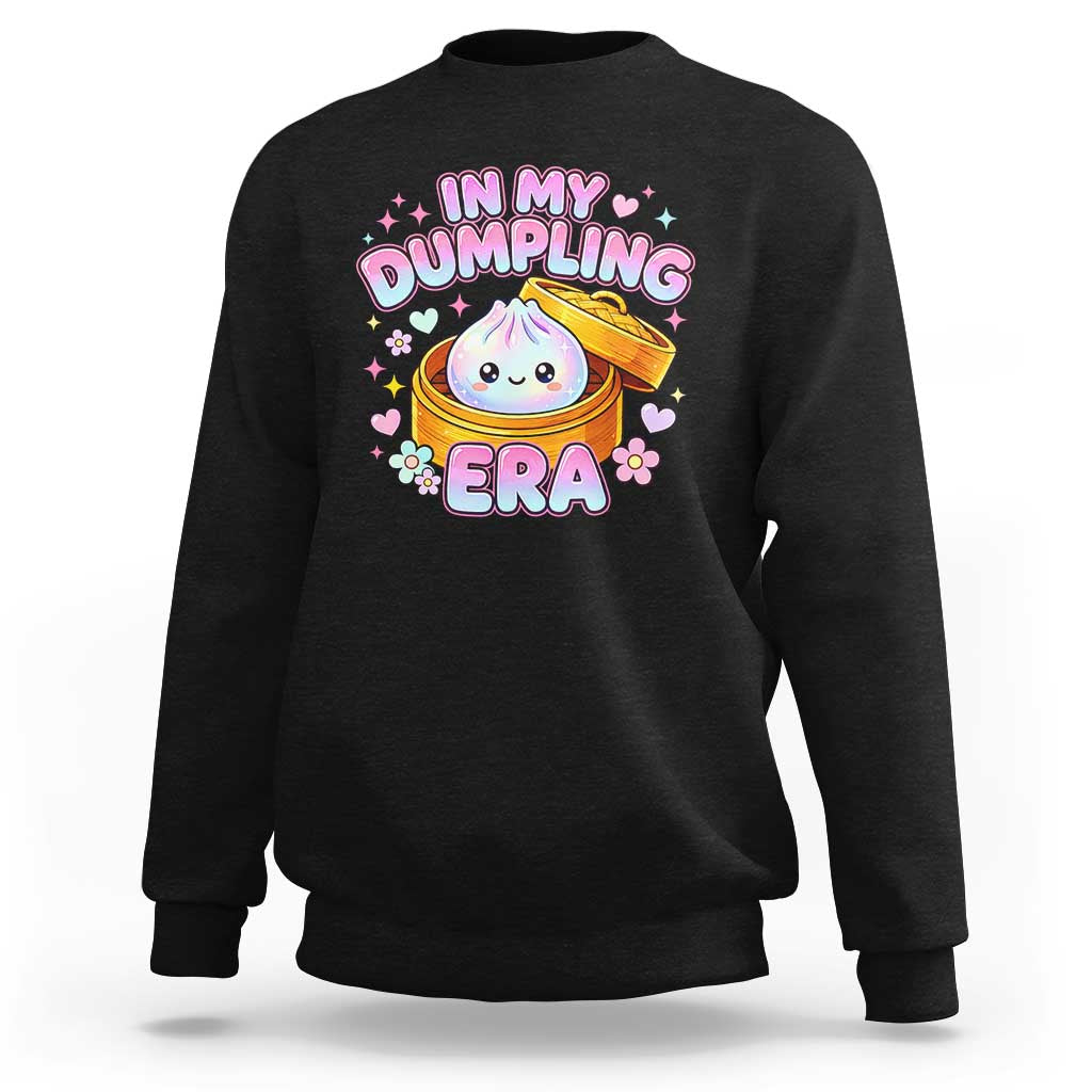 In My Dumpling Era Kawaii Pastel Graphic Sweatshirt Retro Groovy Glitter Bao Steamer Basket