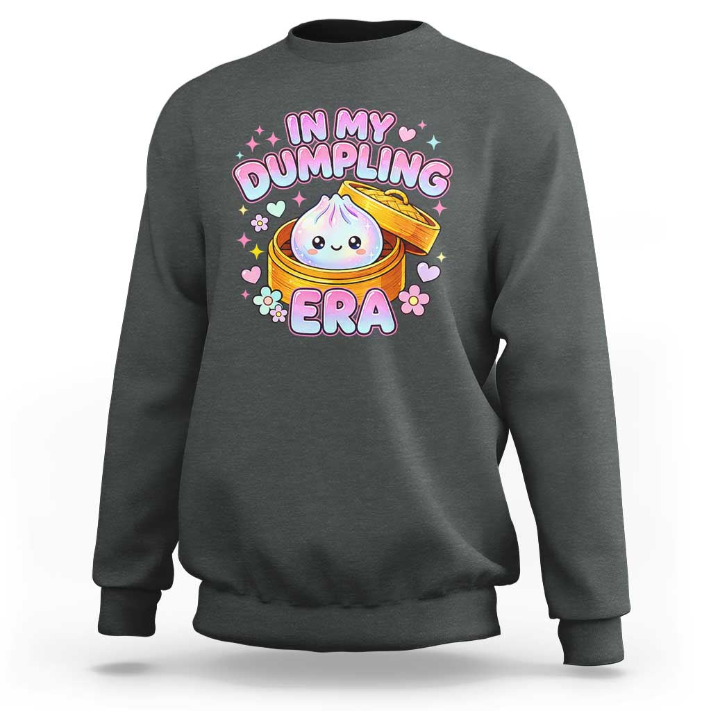 In My Dumpling Era Kawaii Pastel Graphic Sweatshirt Retro Groovy Glitter Bao Steamer Basket