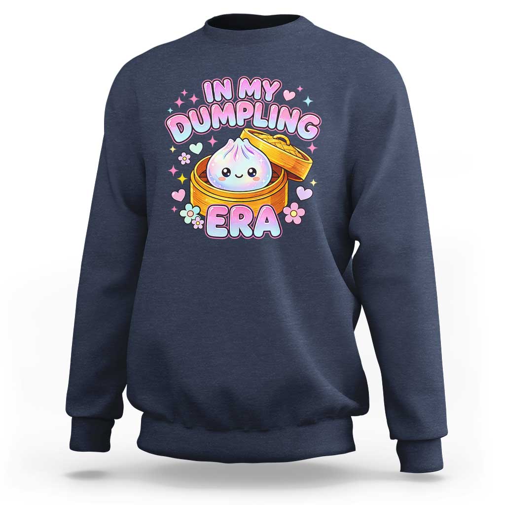 In My Dumpling Era Kawaii Pastel Graphic Sweatshirt Retro Groovy Glitter Bao Steamer Basket
