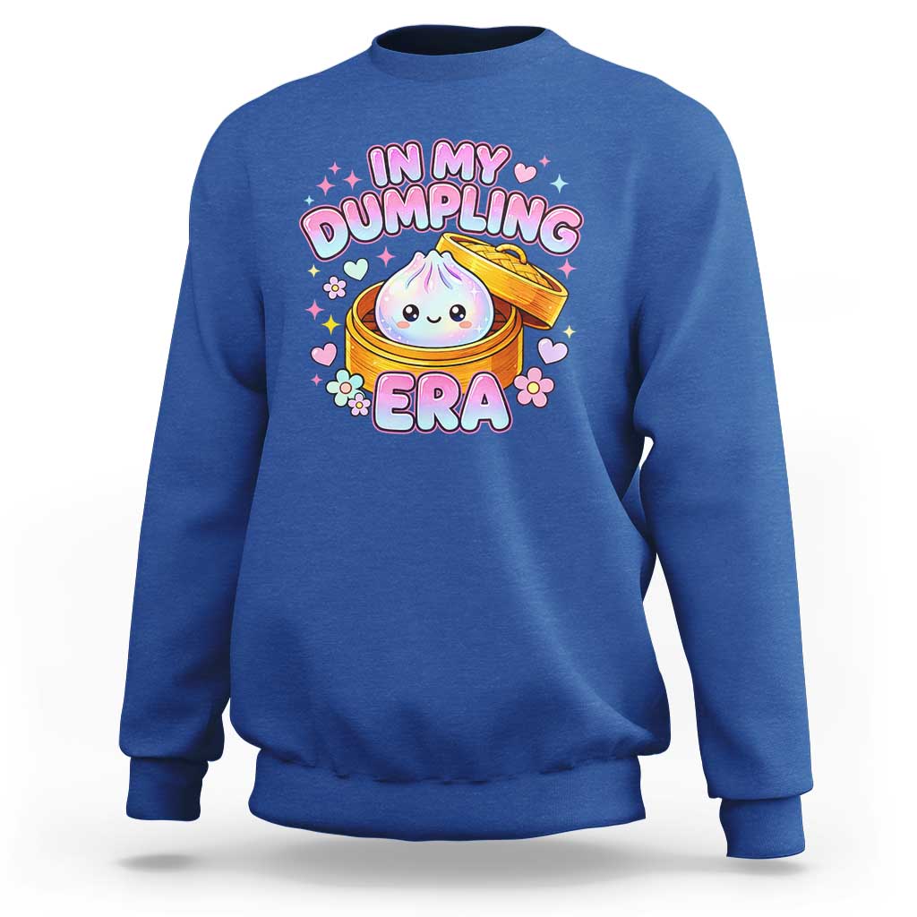 In My Dumpling Era Kawaii Pastel Graphic Sweatshirt Retro Groovy Glitter Bao Steamer Basket
