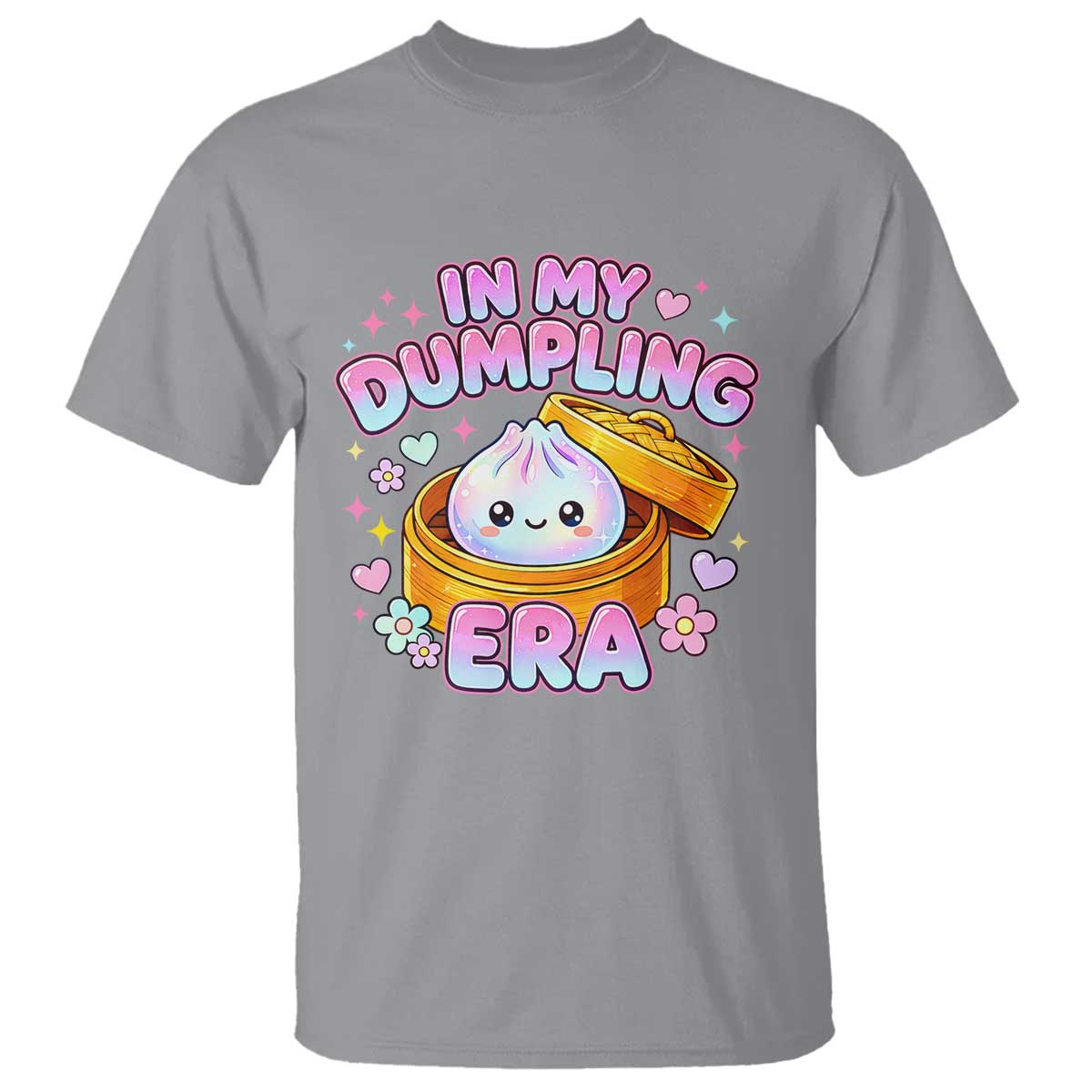 In My Dumpling Era Kawaii Pastel Graphic T Shirt Retro Groovy Glitter Bao Steamer Basket