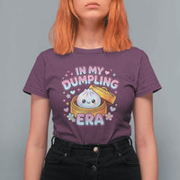 In My Dumpling Era Kawaii Pastel Graphic T Shirt For Women Retro Groovy Glitter Bao Steamer Basket