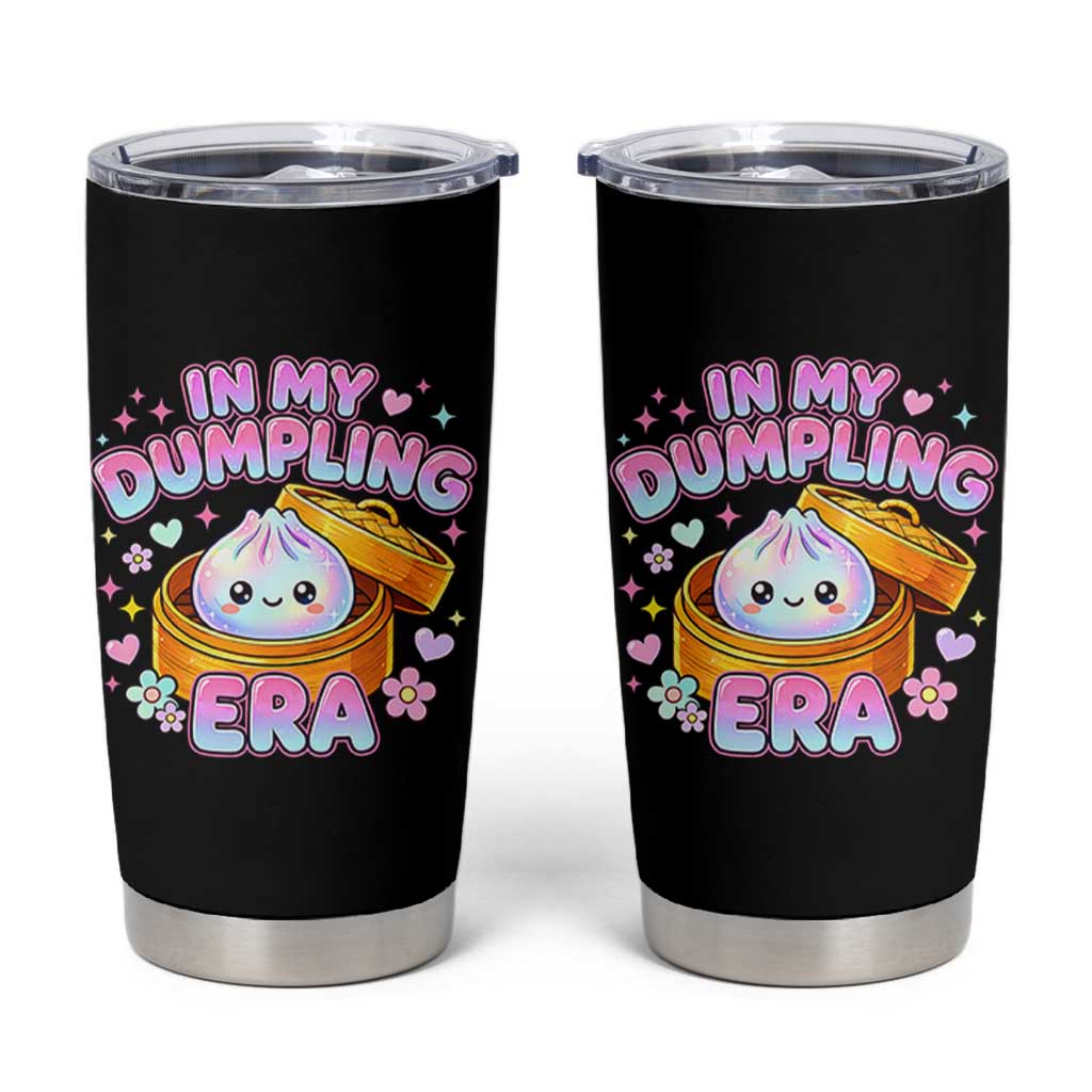 In My Dumpling Era Kawaii Pastel Graphic Tumbler Cup Retro Groovy Glitter Bao Steamer Basket