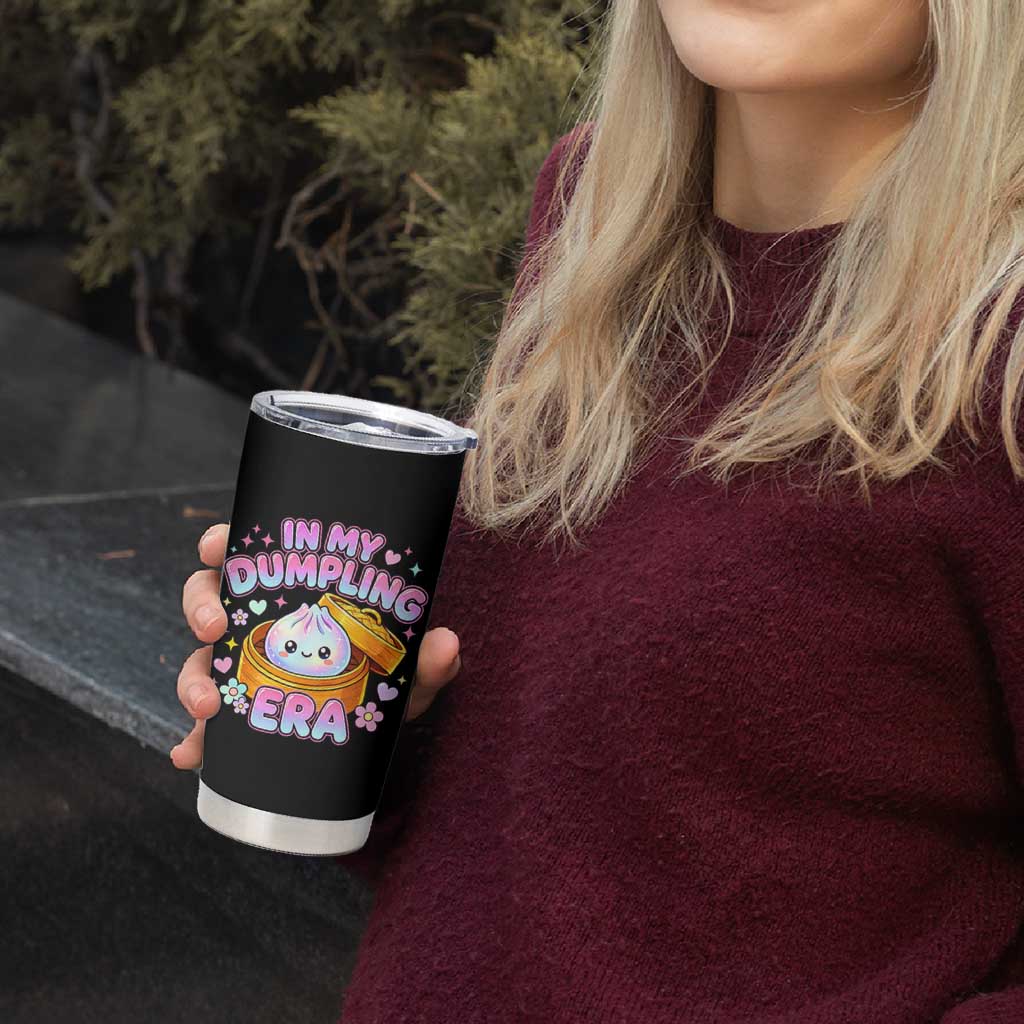In My Dumpling Era Kawaii Pastel Graphic Tumbler Cup Retro Groovy Glitter Bao Steamer Basket