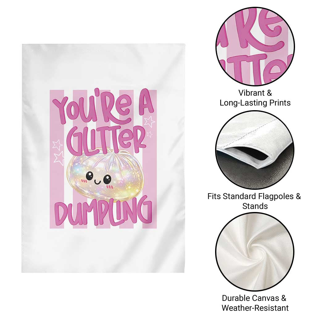 You Are A Glitter Dumpling Cute Preppy Pastel Graphic Garden Flag Kawaii Pastel Pink Striped Food Quote
