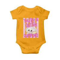 You Are A Glitter Dumpling Cute Preppy Pastel Graphic Baby Onesie Kawaii Pastel Pink Striped Food Quote