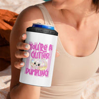 You Are A Glitter Dumpling Cute Preppy Pastel Graphic 4 in 1 Can Cooler Tumbler Kawaii Pastel Pink Striped Food Quote