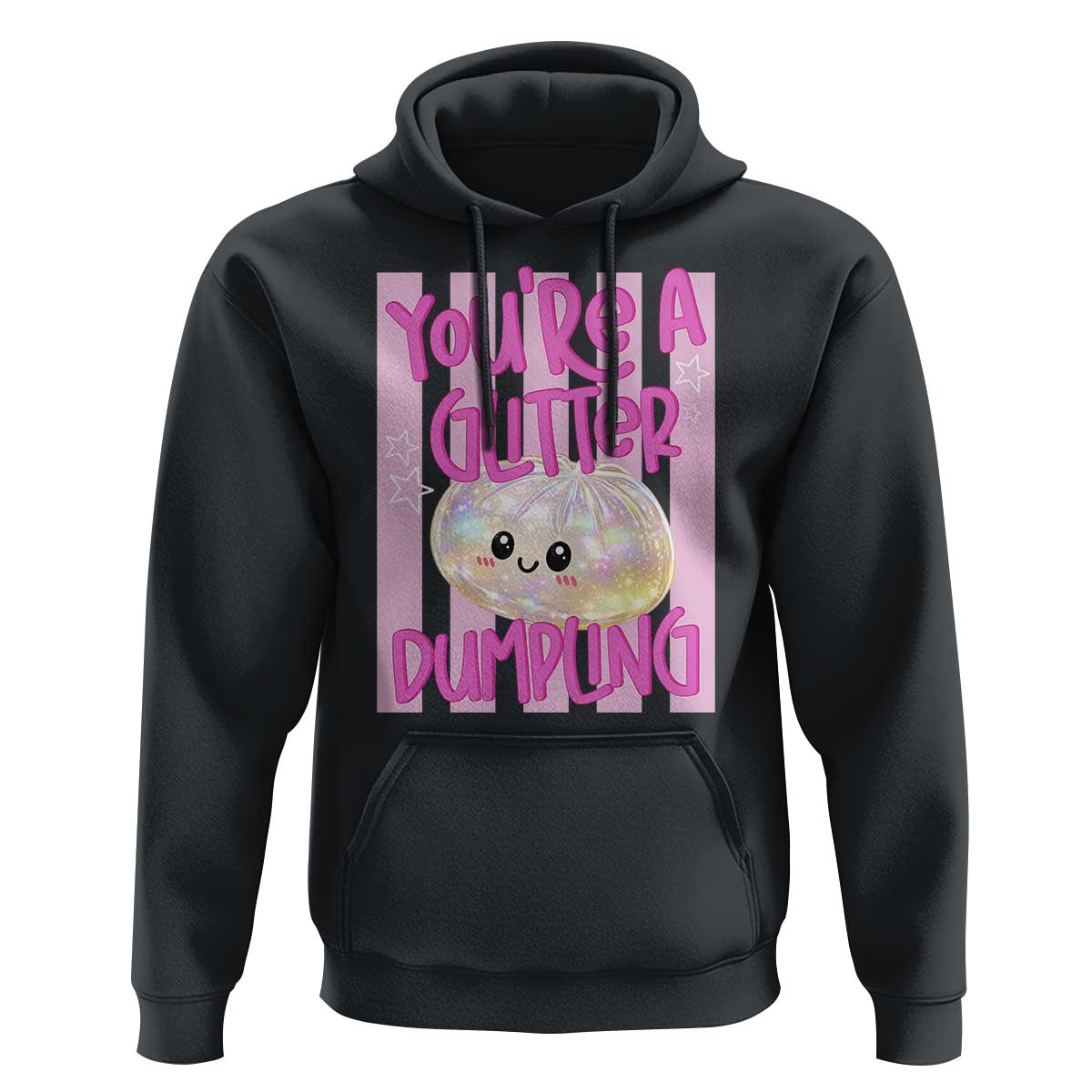 You Are A Glitter Dumpling Cute Preppy Pastel Graphic Hoodie Kawaii Pastel Pink Striped Food Quote