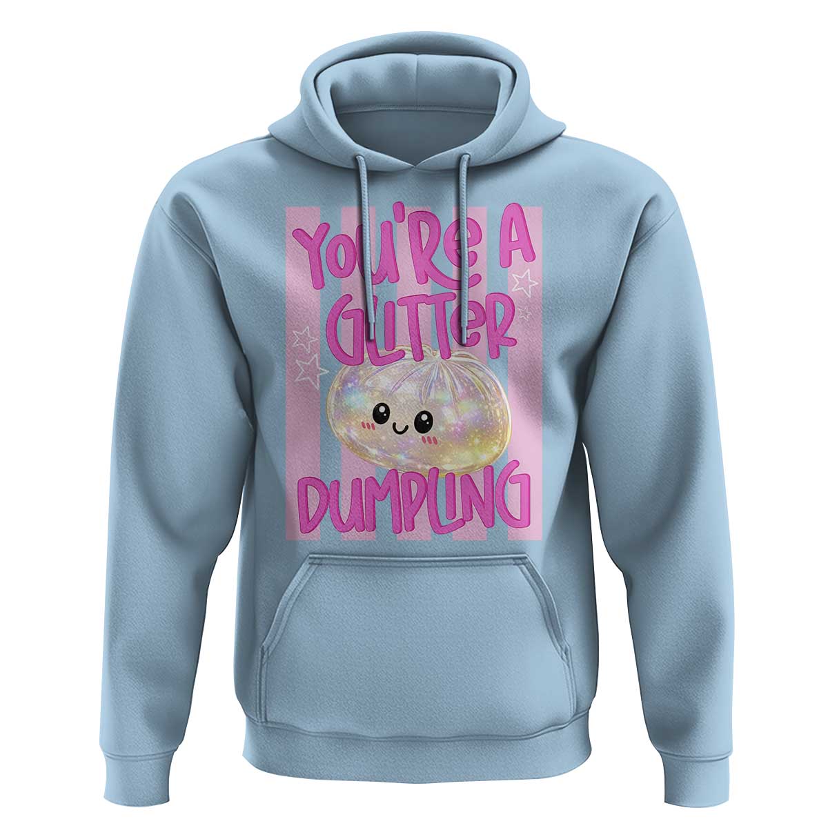 You Are A Glitter Dumpling Cute Preppy Pastel Graphic Hoodie Kawaii Pastel Pink Striped Food Quote