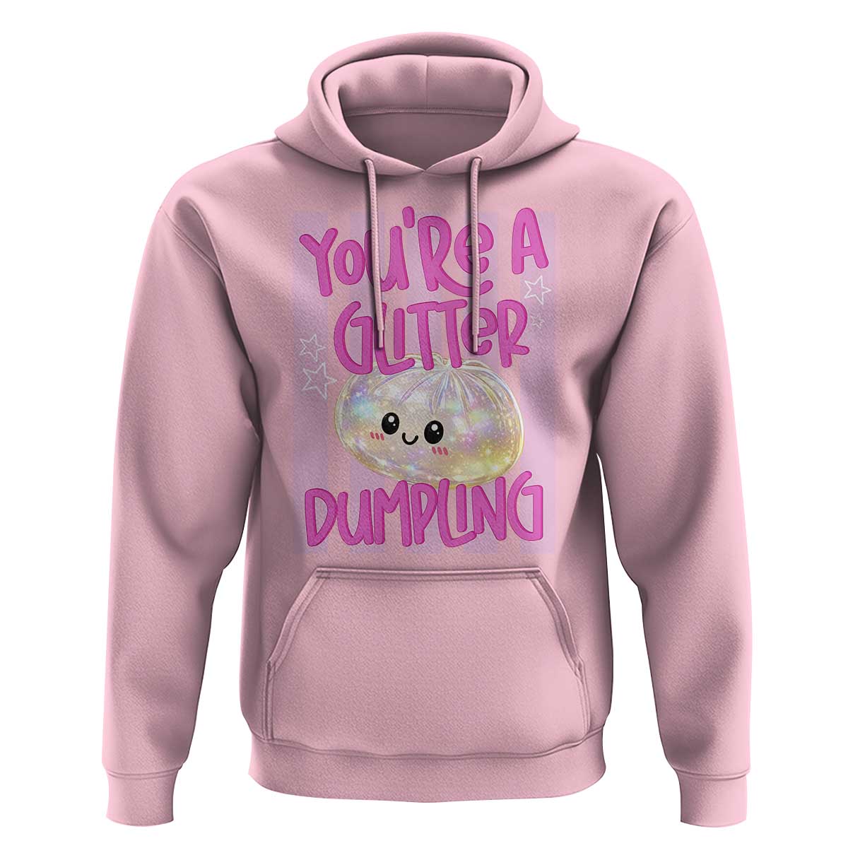 You Are A Glitter Dumpling Cute Preppy Pastel Graphic Hoodie Kawaii Pastel Pink Striped Food Quote