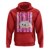 You Are A Glitter Dumpling Cute Preppy Pastel Graphic Hoodie Kawaii Pastel Pink Striped Food Quote