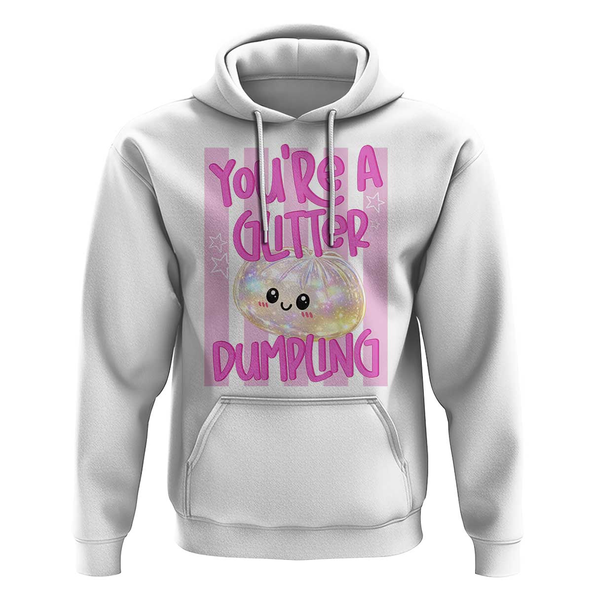 You Are A Glitter Dumpling Cute Preppy Pastel Graphic Hoodie Kawaii Pastel Pink Striped Food Quote