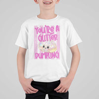 You Are A Glitter Dumpling Cute Preppy Pastel Graphic T Shirt For Kid Kawaii Pastel Pink Striped Food Quote
