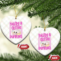 You Are A Glitter Dumpling Cute Preppy Pastel Graphic Ceramic Ornament Kawaii Pastel Pink Striped Food Quote