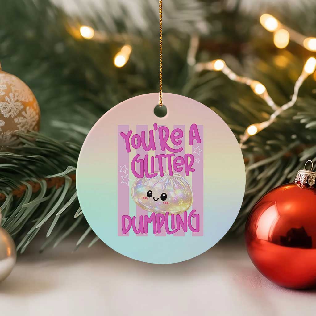 You Are A Glitter Dumpling Cute Preppy Pastel Graphic Ceramic Ornament Kawaii Pastel Pink Striped Food Quote