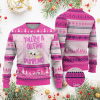 You Are A Glitter Dumpling Cute Preppy Pastel Graphic Ugly Christmas Sweater Kawaii Pastel Pink Striped Food Quote