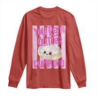You Are A Glitter Dumpling Cute Preppy Pastel Graphic Long Sleeve Shirt Kawaii Pastel Pink Striped Food Quote