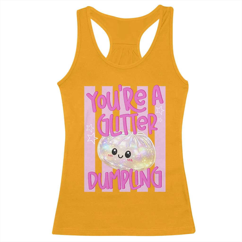 You Are A Glitter Dumpling Cute Preppy Pastel Graphic Racerback Tank Top Kawaii Pastel Pink Striped Food Quote