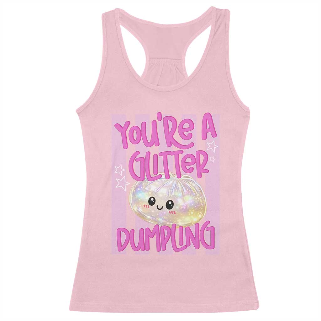 You Are A Glitter Dumpling Cute Preppy Pastel Graphic Racerback Tank Top Kawaii Pastel Pink Striped Food Quote