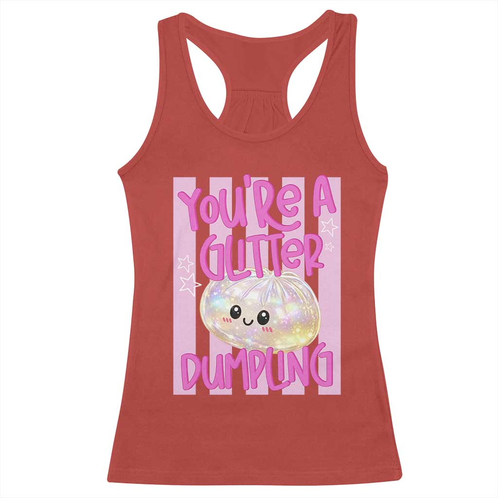 You Are A Glitter Dumpling Cute Preppy Pastel Graphic Racerback Tank Top Kawaii Pastel Pink Striped Food Quote