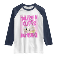You Are A Glitter Dumpling Cute Preppy Pastel Graphic Raglan Shirt Kawaii Pastel Pink Striped Food Quote