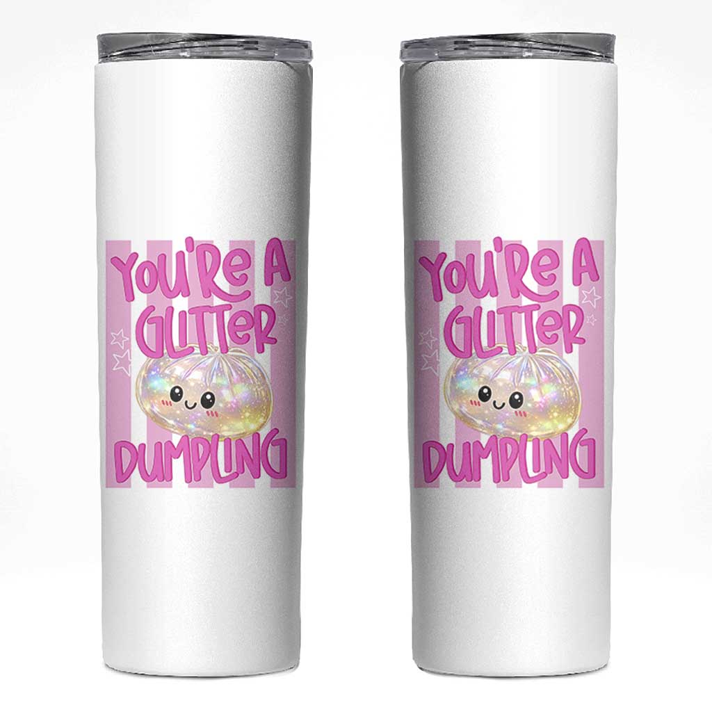You Are A Glitter Dumpling Cute Preppy Pastel Graphic Skinny Tumbler Kawaii Pastel Pink Striped Food Quote