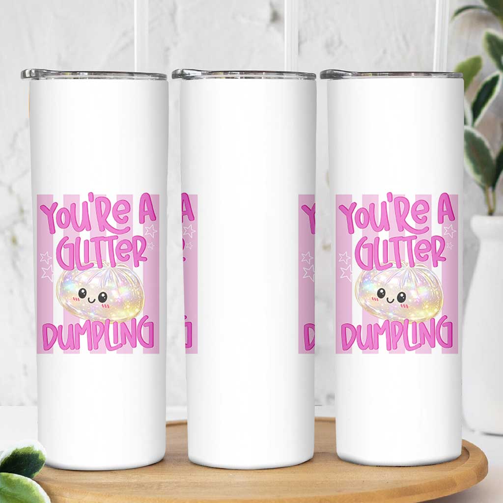 You Are A Glitter Dumpling Cute Preppy Pastel Graphic Skinny Tumbler Kawaii Pastel Pink Striped Food Quote