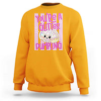 You Are A Glitter Dumpling Cute Preppy Pastel Graphic Sweatshirt Kawaii Pastel Pink Striped Food Quote