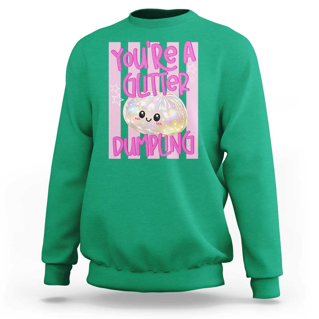 You Are A Glitter Dumpling Cute Preppy Pastel Graphic Sweatshirt Kawaii Pastel Pink Striped Food Quote