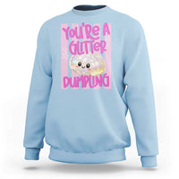 You Are A Glitter Dumpling Cute Preppy Pastel Graphic Sweatshirt Kawaii Pastel Pink Striped Food Quote