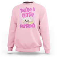 You Are A Glitter Dumpling Cute Preppy Pastel Graphic Sweatshirt Kawaii Pastel Pink Striped Food Quote