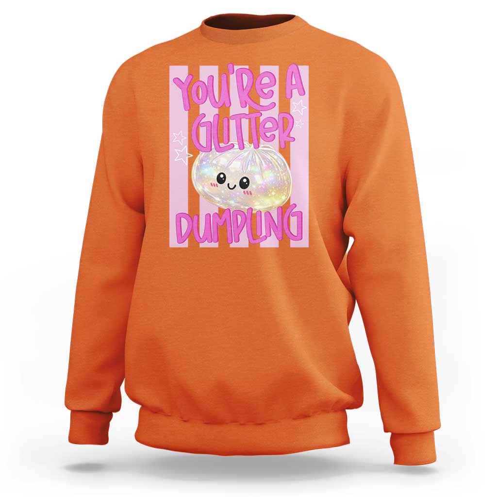You Are A Glitter Dumpling Cute Preppy Pastel Graphic Sweatshirt Kawaii Pastel Pink Striped Food Quote