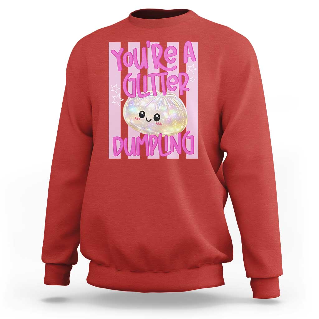 You Are A Glitter Dumpling Cute Preppy Pastel Graphic Sweatshirt Kawaii Pastel Pink Striped Food Quote
