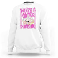 You Are A Glitter Dumpling Cute Preppy Pastel Graphic Sweatshirt Kawaii Pastel Pink Striped Food Quote