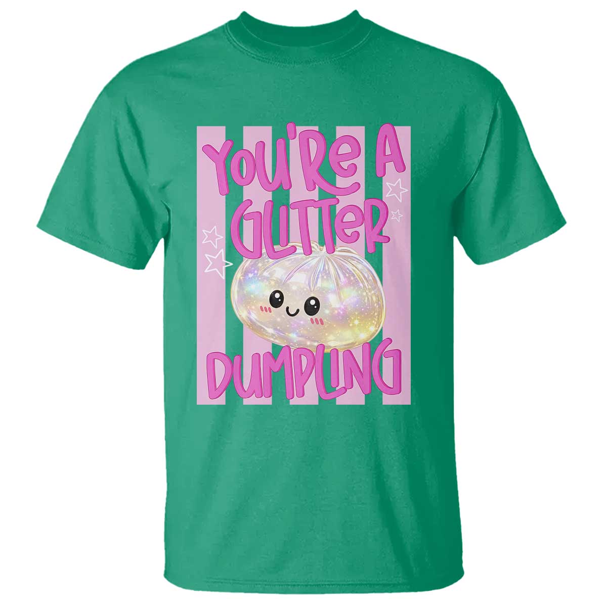 You Are A Glitter Dumpling Cute Preppy Pastel Graphic T Shirt Kawaii Pastel Pink Striped Food Quote