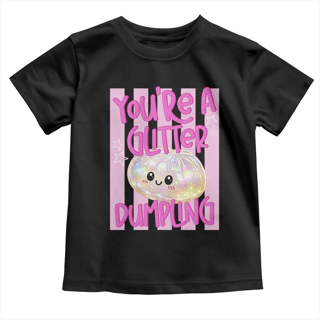 You Are A Glitter Dumpling Cute Preppy Pastel Graphic Toddler T Shirt Kawaii Pastel Pink Striped Food Quote