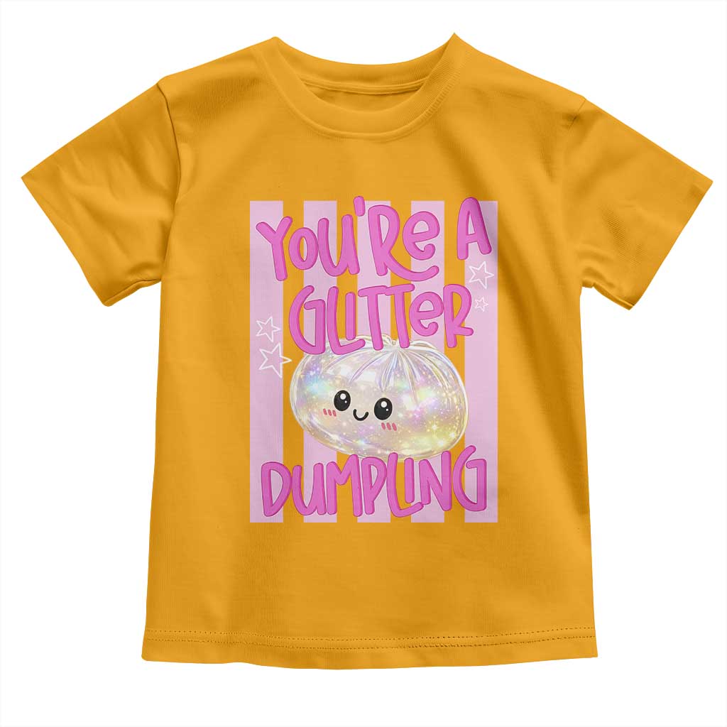 You Are A Glitter Dumpling Cute Preppy Pastel Graphic Toddler T Shirt Kawaii Pastel Pink Striped Food Quote