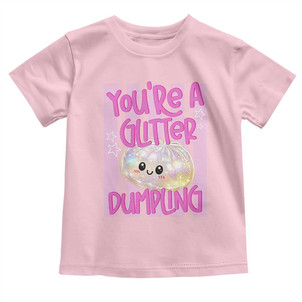 You Are A Glitter Dumpling Cute Preppy Pastel Graphic Toddler T Shirt Kawaii Pastel Pink Striped Food Quote