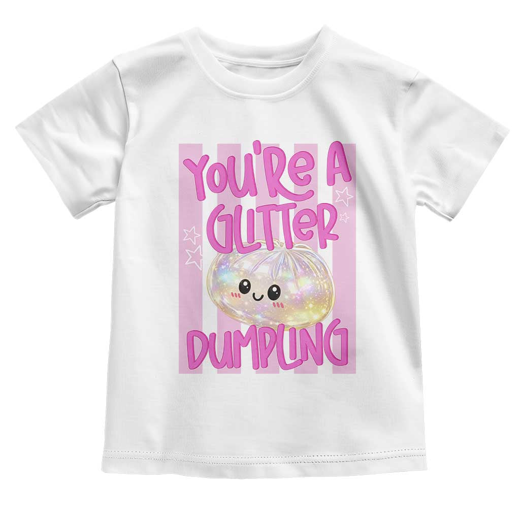 You Are A Glitter Dumpling Cute Preppy Pastel Graphic Toddler T Shirt Kawaii Pastel Pink Striped Food Quote