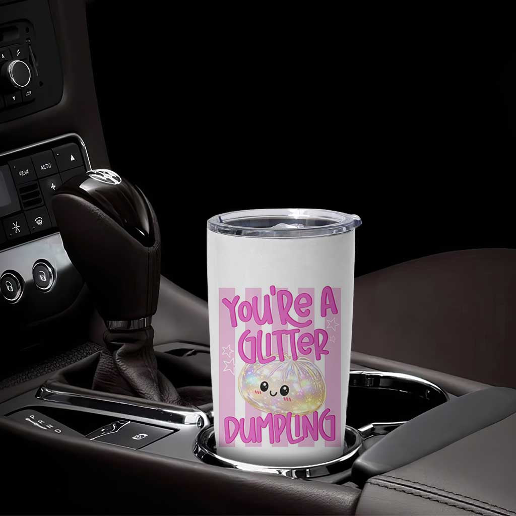 You Are A Glitter Dumpling Cute Preppy Pastel Graphic Tumbler Cup Kawaii Pastel Pink Striped Food Quote