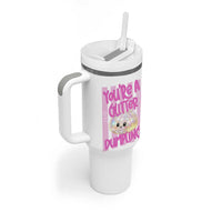 You Are A Glitter Dumpling Cute Preppy Pastel Graphic Tumbler With Handle Kawaii Pastel Pink Striped Food Quote