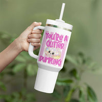 You Are A Glitter Dumpling Cute Preppy Pastel Graphic Tumbler With Handle Kawaii Pastel Pink Striped Food Quote