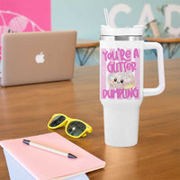 You Are A Glitter Dumpling Cute Preppy Pastel Graphic Tumbler With Handle Kawaii Pastel Pink Striped Food Quote