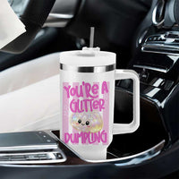 You Are A Glitter Dumpling Cute Preppy Pastel Graphic Tumbler With Handle Kawaii Pastel Pink Striped Food Quote
