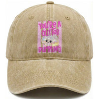 You Are A Glitter Dumpling Cute Preppy Pastel Graphic Washed Cotton Baseball Cap Kawaii Pastel Pink Striped Food Quote