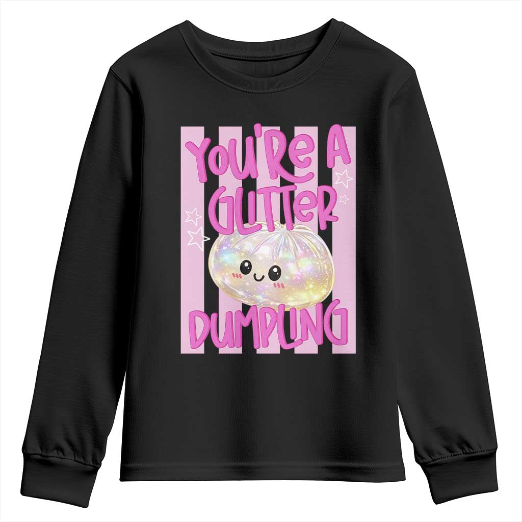You Are A Glitter Dumpling Cute Preppy Pastel Graphic Youth Sweatshirt Kawaii Pastel Pink Striped Food Quote